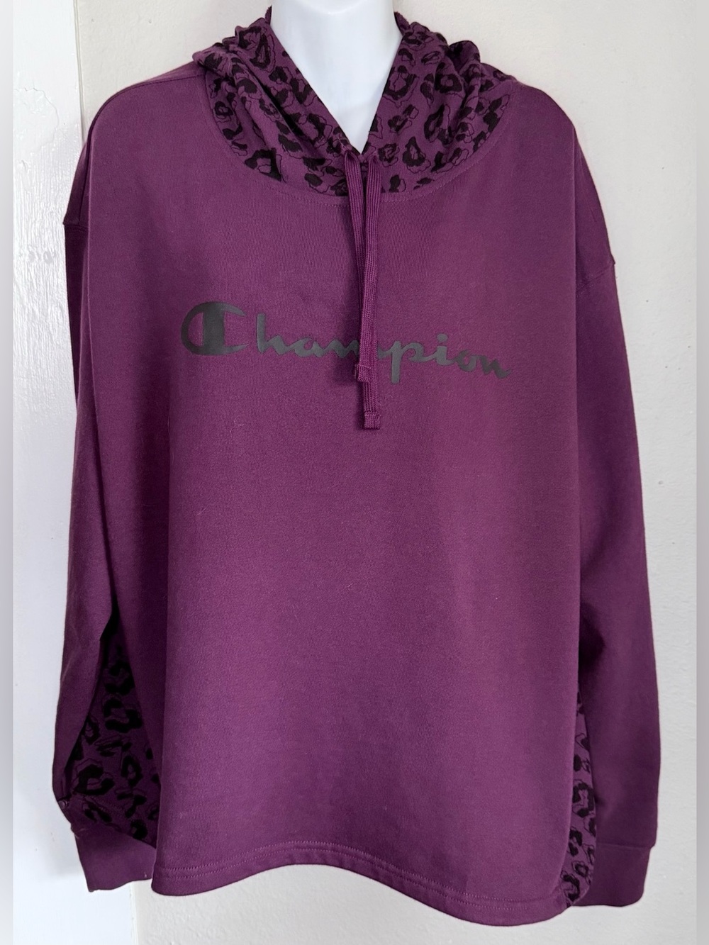 Champion Purple Leopard detail Pullover Hoodie Women XXL